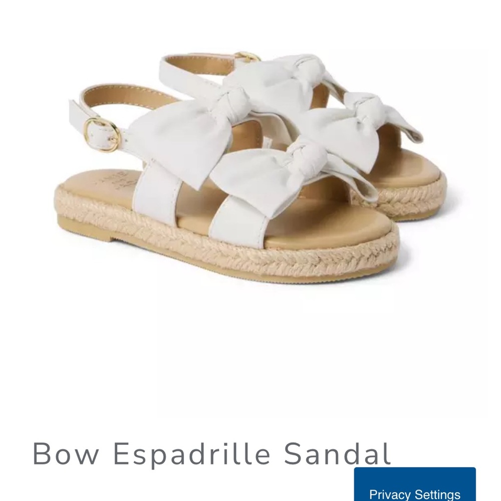 NWT Janie and Jack Cream Bow Espadrille Sandals